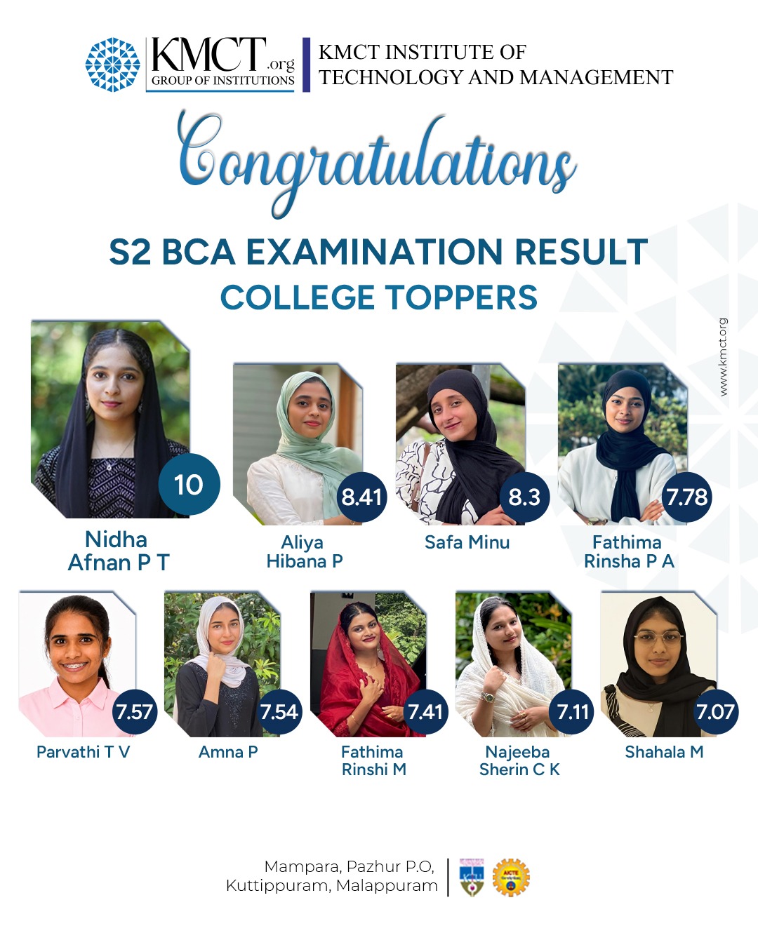 Congratulations to Our S2 BCA Examination College Toppers!